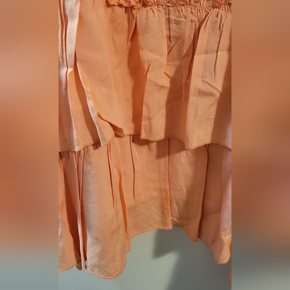 NWT Women's M Elegant Peach Lace Trim Dress - Picture 5 of 6